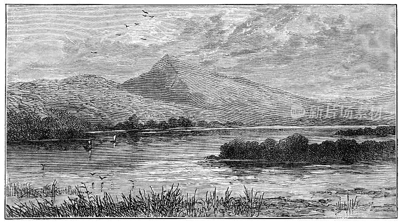 巴拉湖在格温妮丝，威尔士- 19世纪